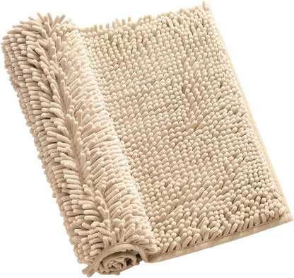 2 PCs Microfiber Anti Slip Commode Mat Set-Beige Bath Mats Apricot