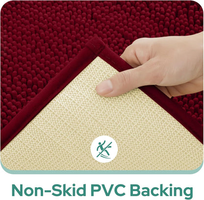 2 PCs Microfiber Anti Slip Commode Mat Set-Burgundy Bath Mats Apricot