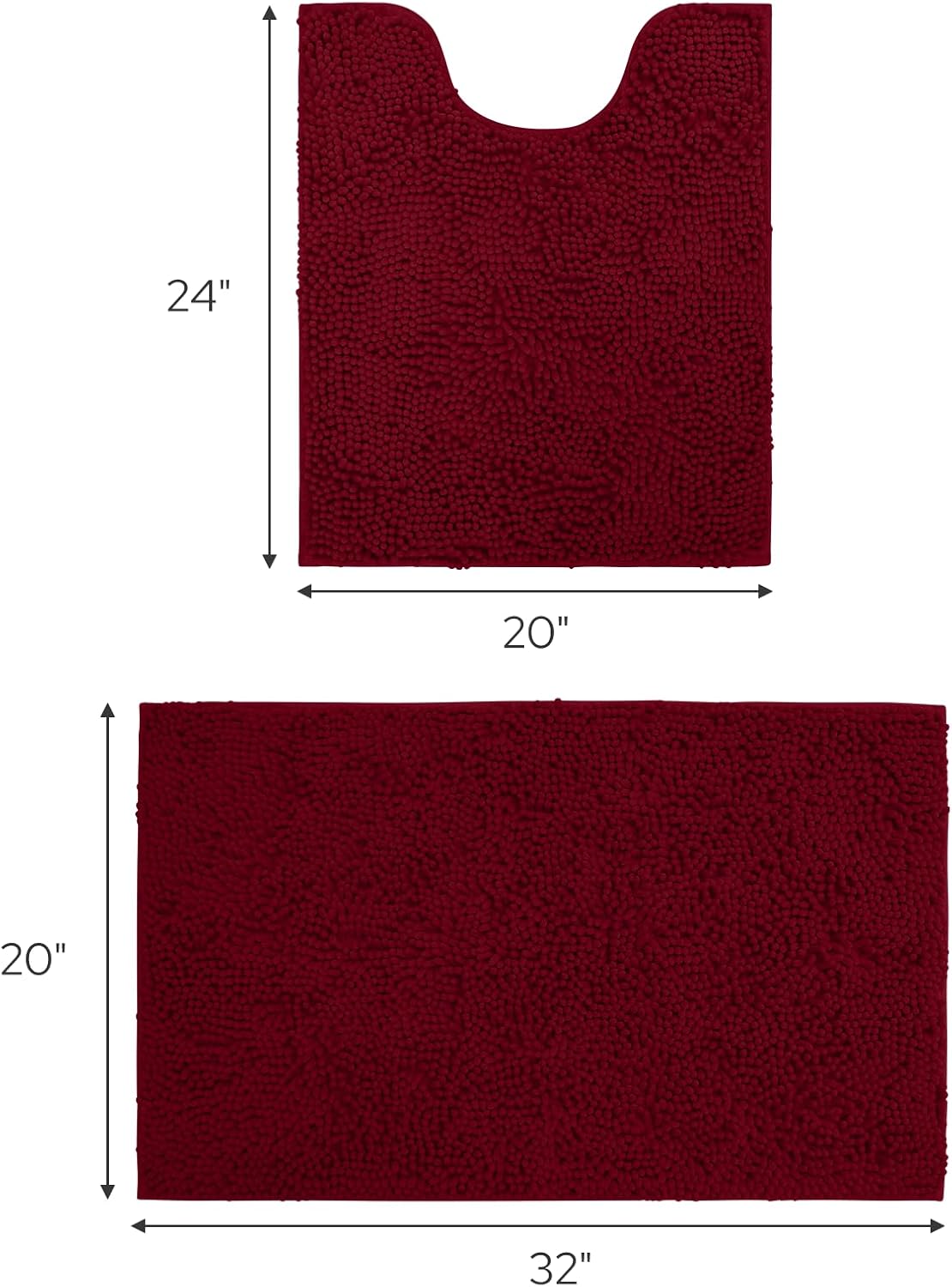 2 PCs Microfiber Anti Slip Commode Mat Set-Burgundy Bath Mats Apricot