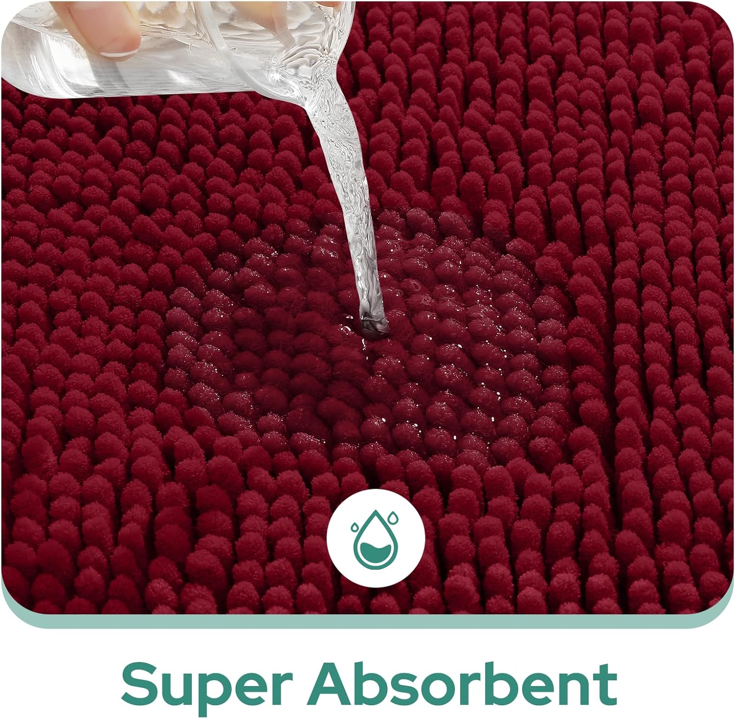 2 PCs Microfiber Anti Slip Commode Mat Set-Burgundy Bath Mats Apricot
