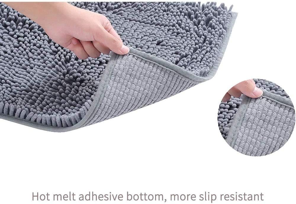 2 PCs Microfiber Anti Slip Commode Mat Set- Dark Grey Bath Mats Apricot