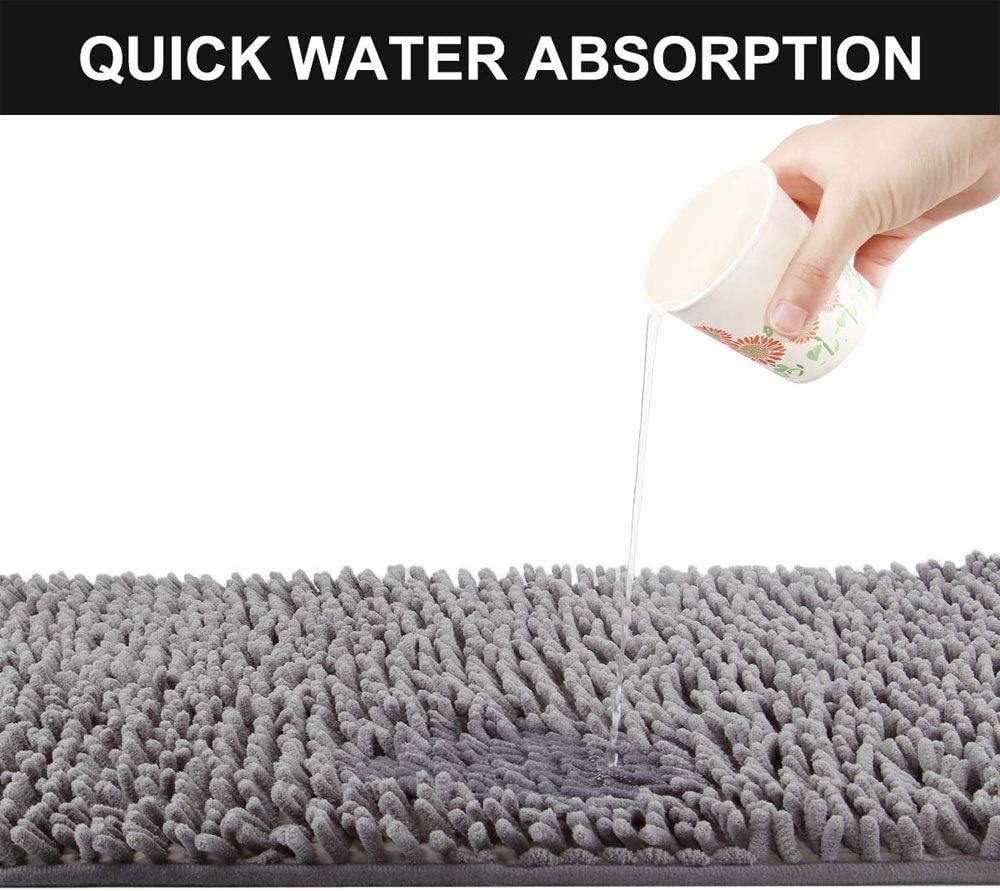 2 PCs Microfiber Anti Slip Commode Mat Set- Dark Grey Bath Mats Apricot