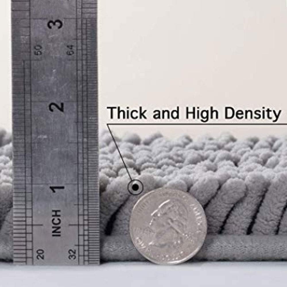 2 PCs Microfiber Anti Slip Commode Mat Set- Dark Grey Bath Mats Apricot