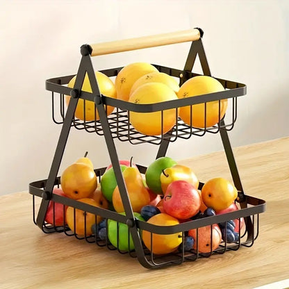 2 Tier Metalic Multi Purpose Storage Basket- Black(5322)  Apricot   