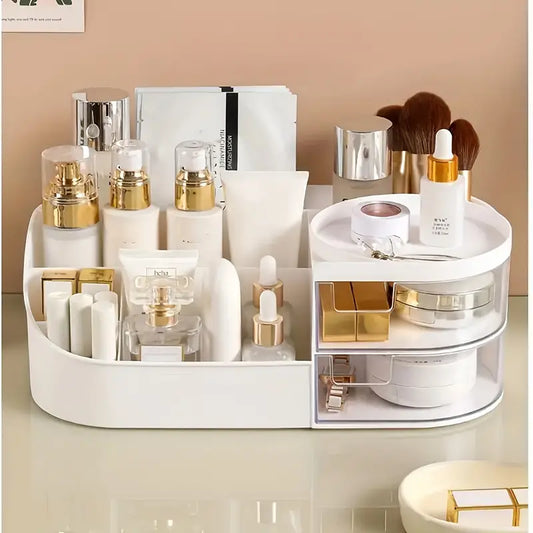 1pc Rotating Cosmetic Organizer-white Cosmetic Organizer Apricot