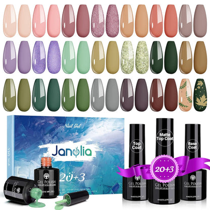 23 PCs Nail Art Acrylic Gel Nail Polish Set Nail Polishes Apricot   