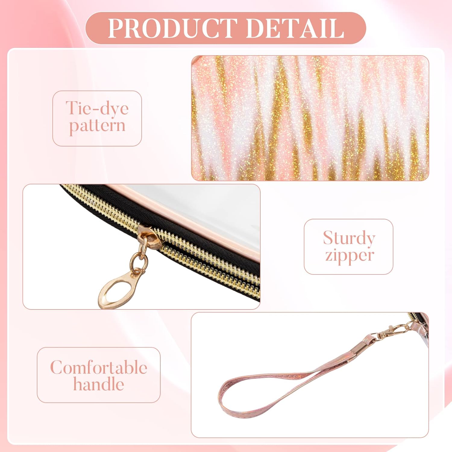 2PCs Portable Makeup Organizer Bag-LOVE(SA2405-125) Cosmetic Pouches Apricot