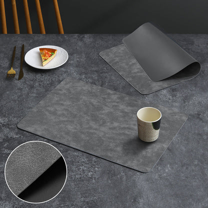 2PCs Rectangular Shape Leather Placemat Table Mats Apricot   