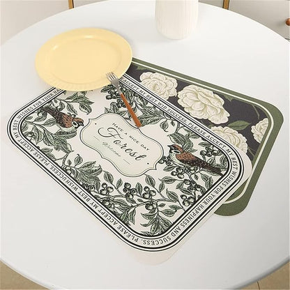 2pc Leather Placemats-Jasmin Flower(SA2405-262) Table Mats Apricot   