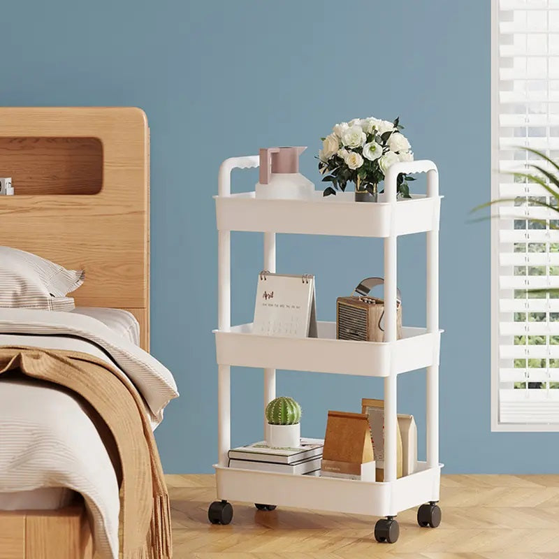 3-Layers Multi-function Trolley Storage Organizer(5295) Storage Organizer Apricot White  