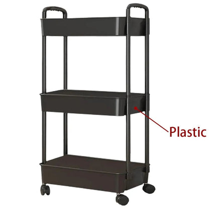 3-Layers Multi-function Trolley Storage Organizer(5295) Storage Organizer Apricot   