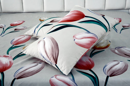 3 PCs Double Bed Sheet-Tulip Bed Sheets Apricot