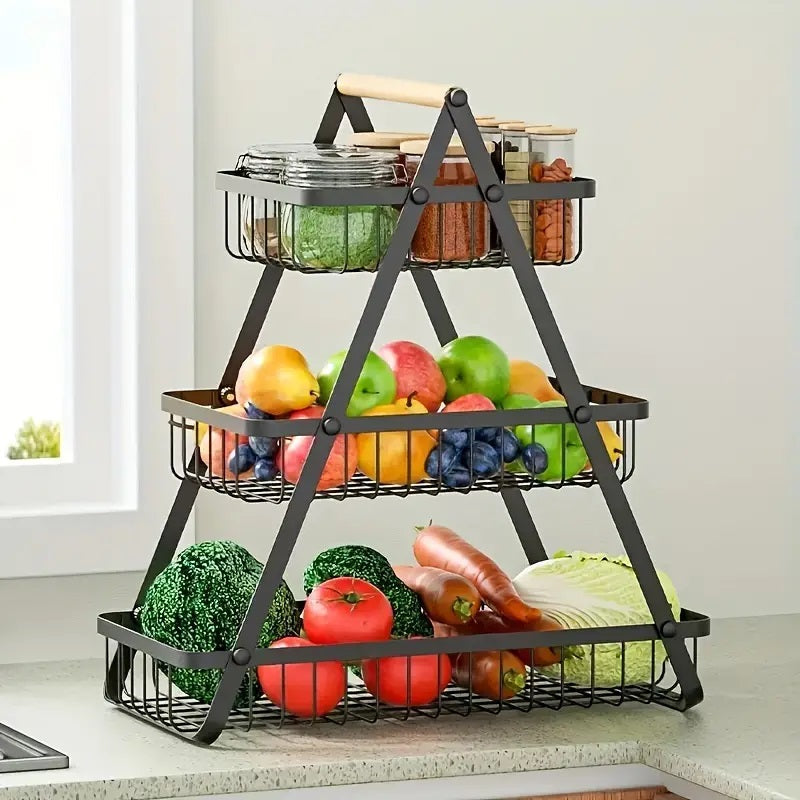 3 Tier Metalic Multi Purpose Storage Basket GOLDEN (5346) Apricot Black