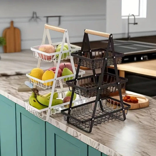 3 Tier Metalic Multi Purpose Storage Basket (5293) Apricot White