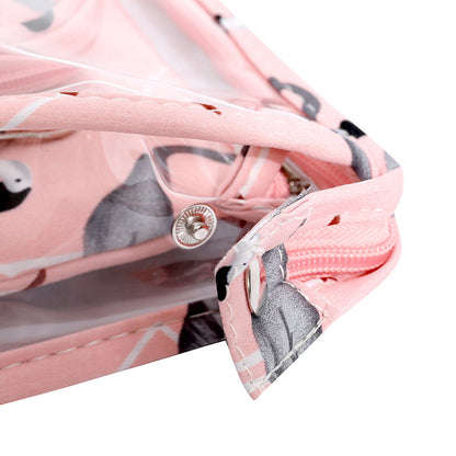 3Pcs Waterproof Portable Makeup Organizer Bag-Flamingo(SA2405-112) Cosmetic Organizer Apricot   