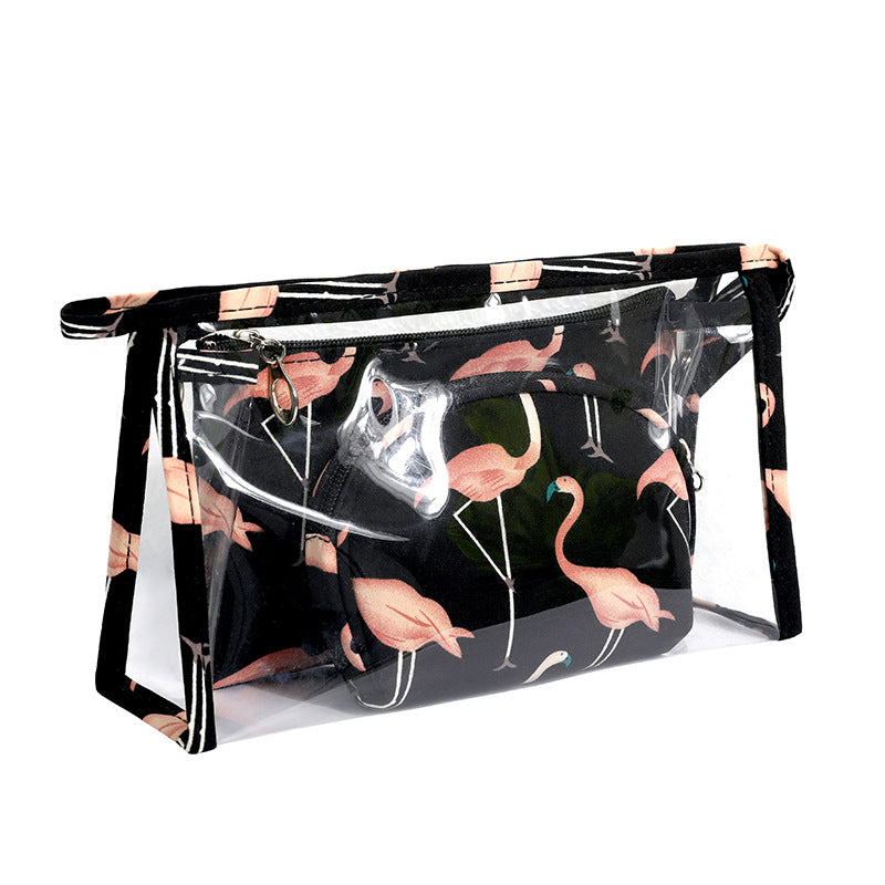 3Pcs Waterproof Portable Makeup Organizer Bag-Flamingo(SA2405-112) Cosmetic Pouches Apricot