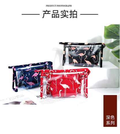 3Pcs Waterproof Portable Makeup Organizer Bag-Flamingo(SA2405-112) Cosmetic Pouches Apricot