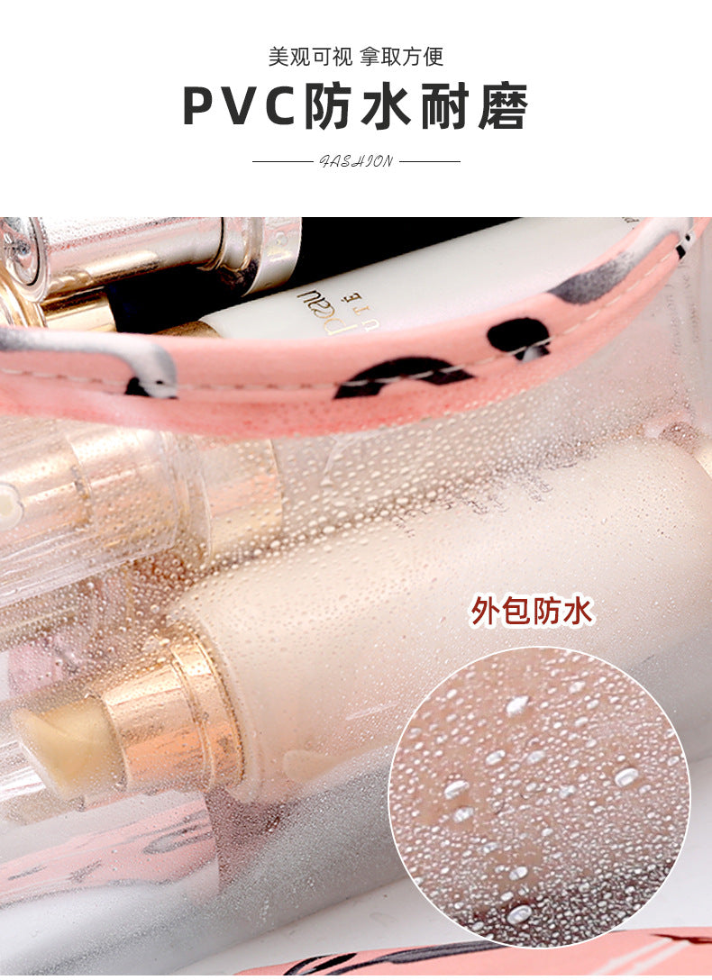 3Pcs Waterproof Portable Makeup Organizer Bag-Flamingo(SA2405-112) Cosmetic Pouches Apricot