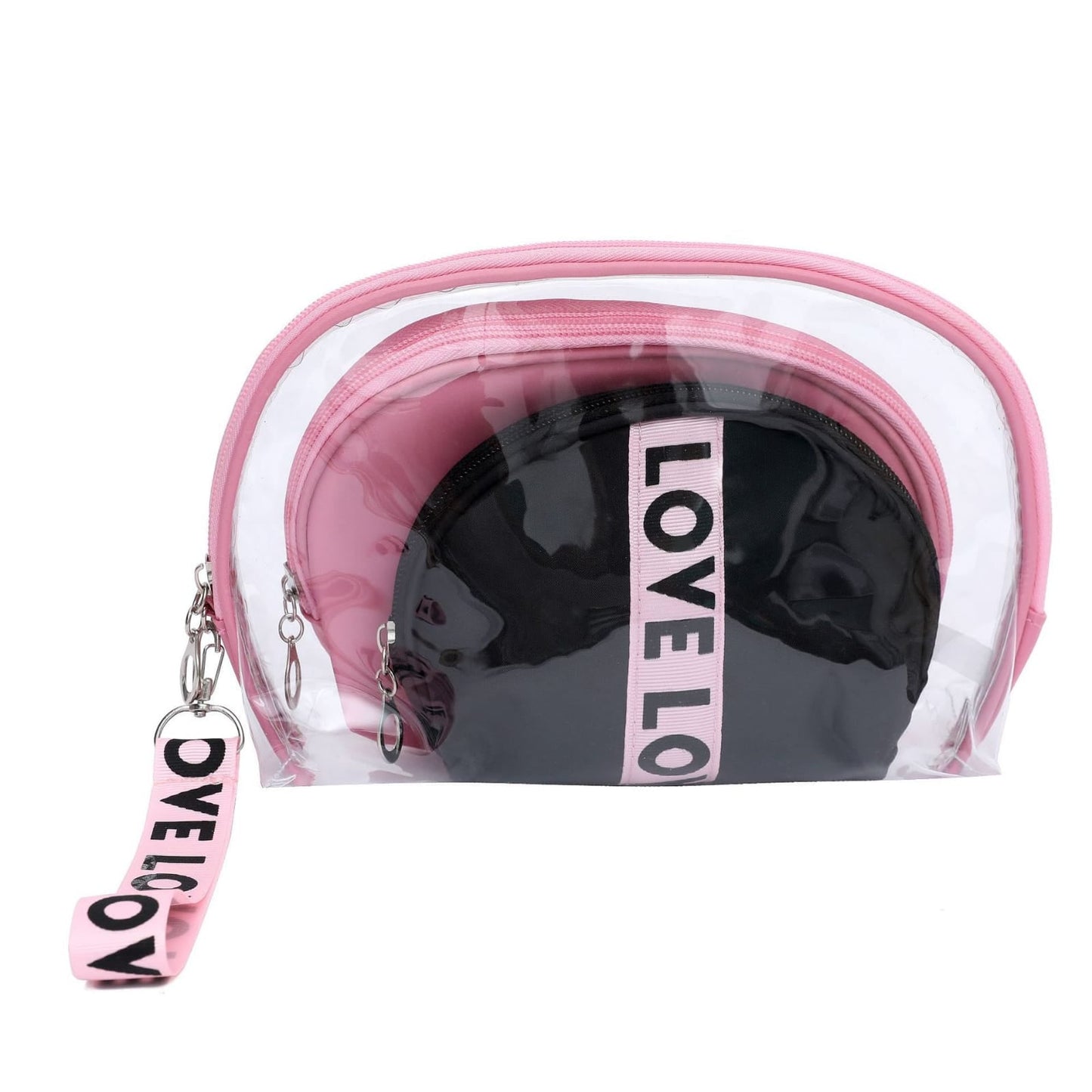3Pcs Waterproof Portable Makeup Organizer Bag-LOVE(SA2405-113) Cosmetic Pouches Apricot