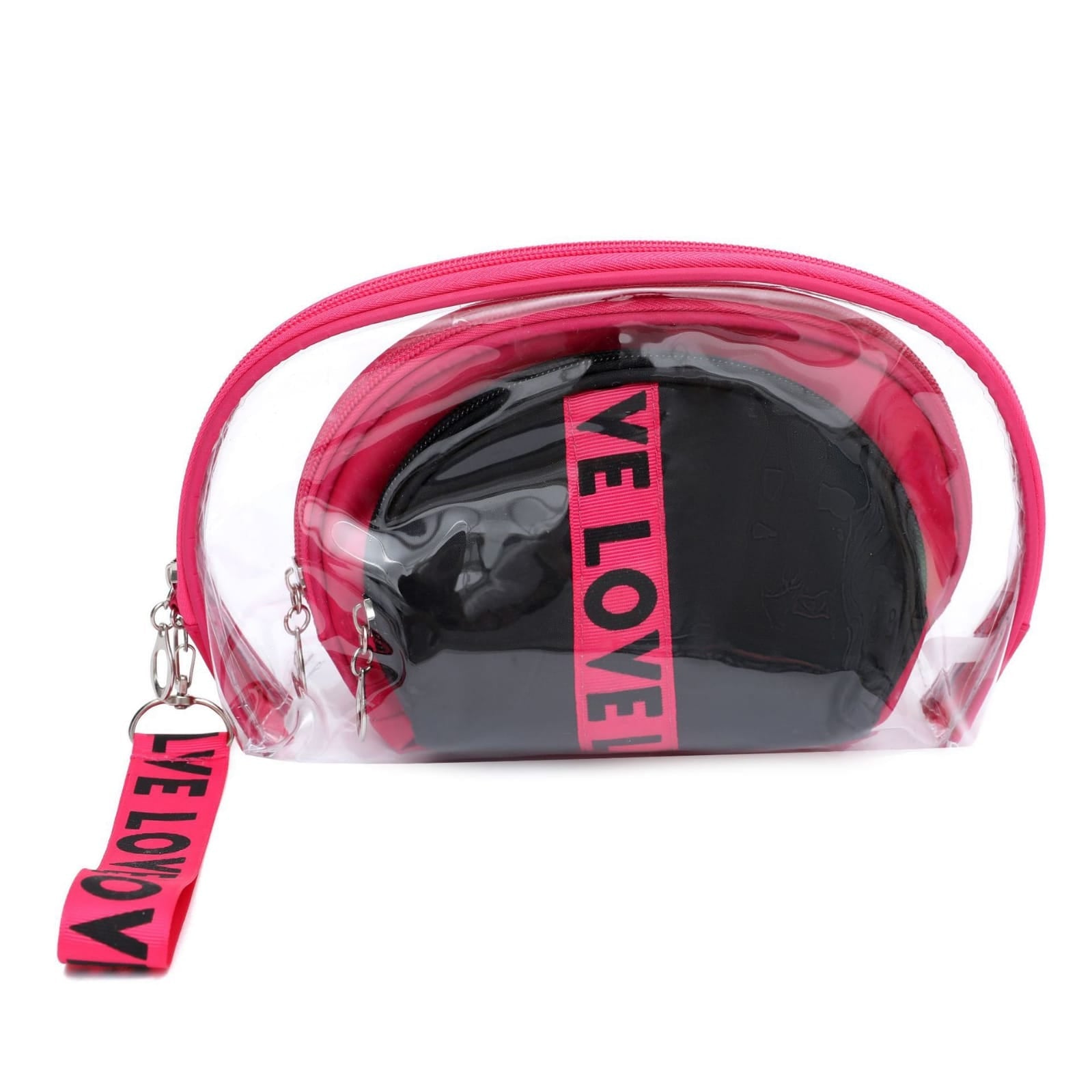 3Pcs Waterproof Portable Makeup Organizer Bag-LOVE(SA2405-113) Cosmetic Pouches Apricot