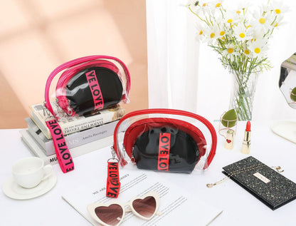 3Pcs Waterproof Portable Makeup Organizer Bag-LOVE(SA2405-113) Cosmetic Pouches Apricot