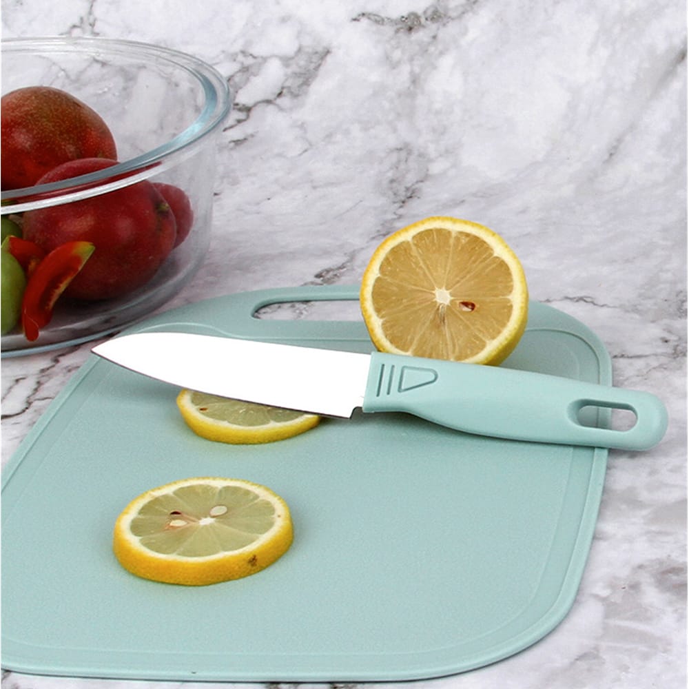 4 PCs Cutting Board With Knife Set(5716)-Blue  Apricot   