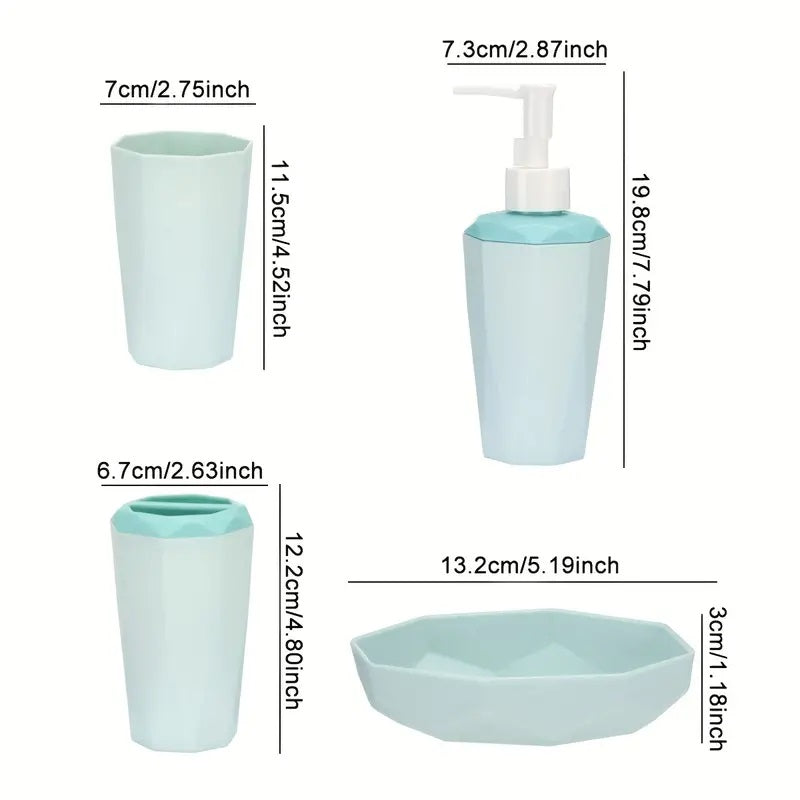 4 PCs PVC Bath Accessories Set-(2583)Green Bathroom Accessory Sets Apricot   