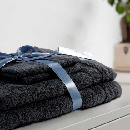 4 PCs Towel Pack- Charcoal Grey Bath Towels & Washcloths Apricot   