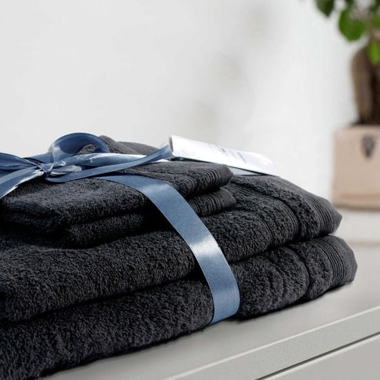 4 PCs Towel Pack- Charcoal Grey Bath Towels & Washcloths Apricot   