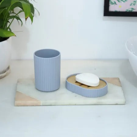 4 PCs Wooden Lid Bath Accessories Set-(2591)Grey Lines Bathroom Accessory Sets Apricot   
