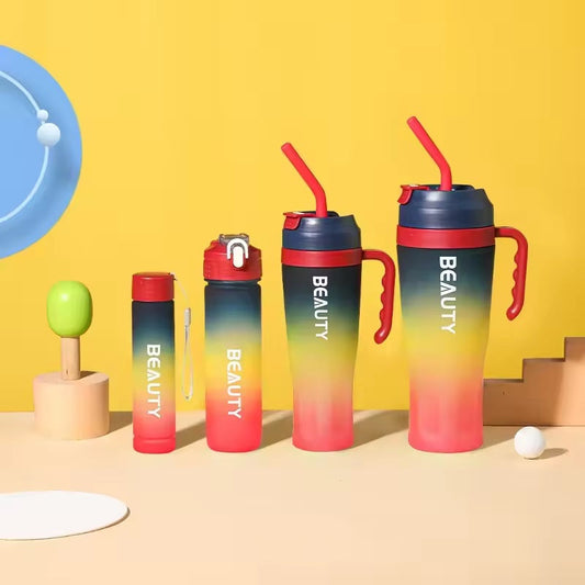 4 in 1 Water Bottle Set BPA Free-Black  Apricot   