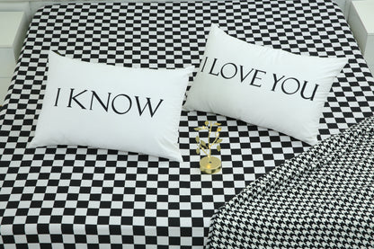 2 PCs Digital Printed Couple Pillow-LOVE cushions Apricot