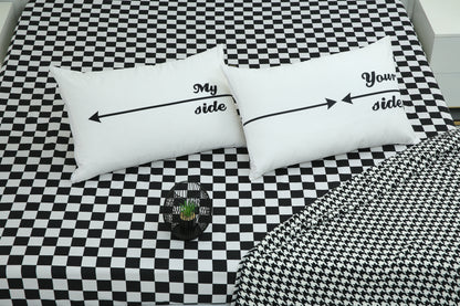2 PCs Digital Printed Couple Pillow-My side/Yours Side cushions Apricot