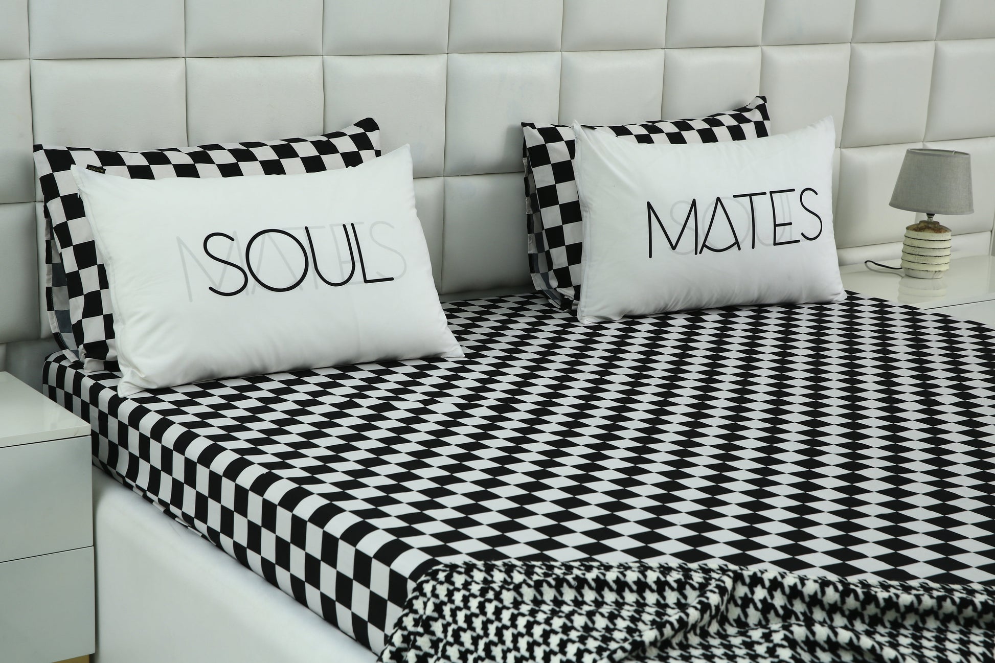 2 PCs Digital Printed Couple Pillow-SOUL/MATES cushions Apricot
