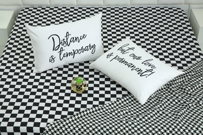 2 PCs Digital Printed Couple Pillow-Distance cushions Apricot