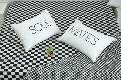 2 PCs Digital Printed Couple Pillow-SOUL/MATES cushions Apricot