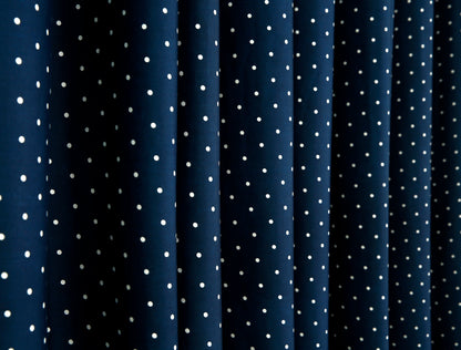 2 PCs Blackout Room Curtains-Blue Polka Curtains Apricot