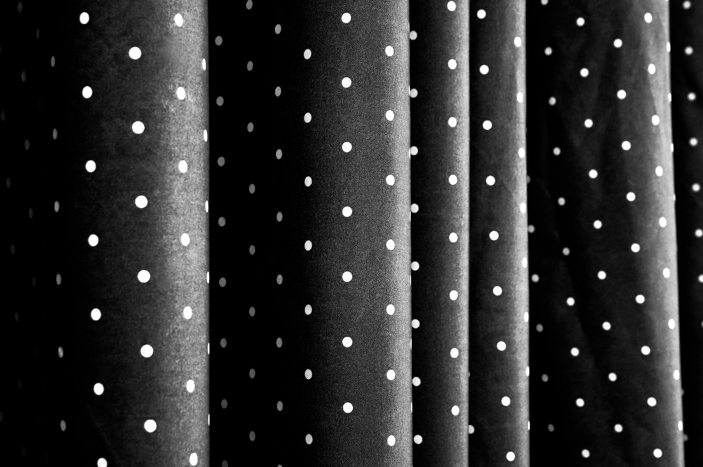 2 PCs Blackout Room Curtains-Grey Polka Curtains Apricot