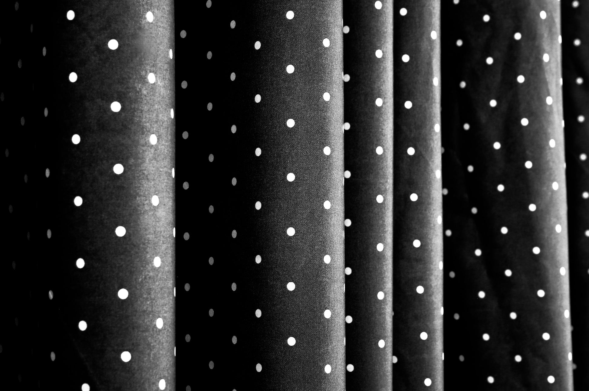 2 PCs Blackout Room Curtains-Grey Polka Curtains Apricot