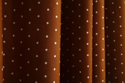 2 PCs Blackout Room Curtains-Brown Polka Curtains Apricot