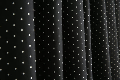 2 PCs Blackout Room Curtains-Black Polka Curtains Apricot