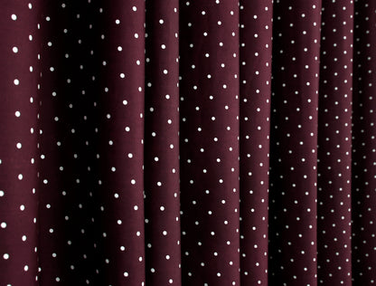 2 PCs Blackout Room Curtains-Plum Polka Curtains Apricot