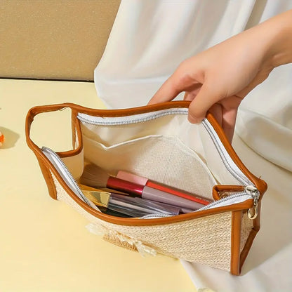Portable Makeup Organizer Bag-SA2405-114(Flower) Cosmetic Pouches Apricot