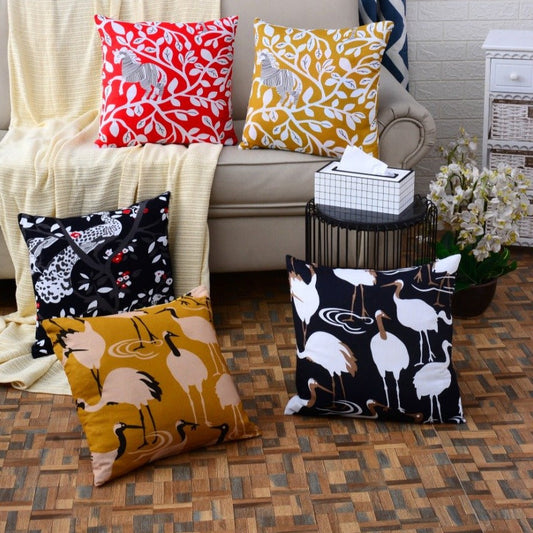 5 PCs White Ostrich Digital Printed Duck Cushions cushions Apricot   