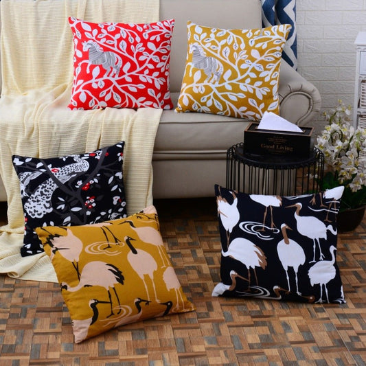 5 PCs White Ostrich Digital Printed Duck Cushions cushions Apricot   