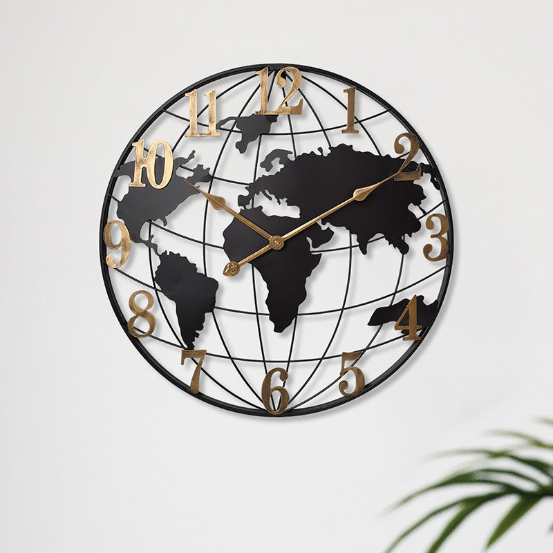 50CM Metal Universe  Wall Clock-Black and Golden(SA2405-212) Clock Apricot   