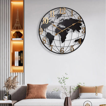 50CM Metal Universe  Wall Clock-Black and Golden(SA2405-212) Clock Apricot   