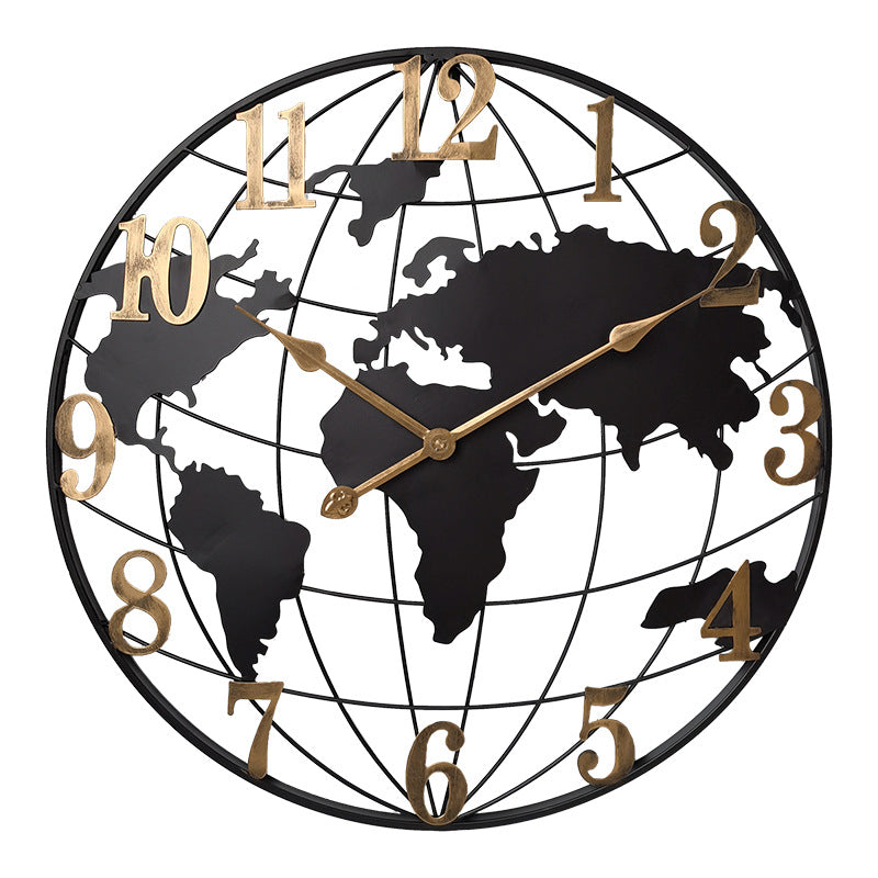 50CM Metal Universe  Wall Clock-Black and Golden(SA2405-212) Clock Apricot   