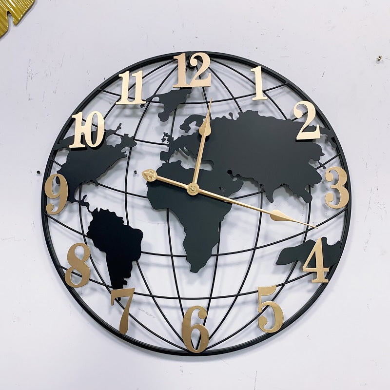 50CM Metal Universe  Wall Clock-Black and Golden(SA2405-212) Clock Apricot   
