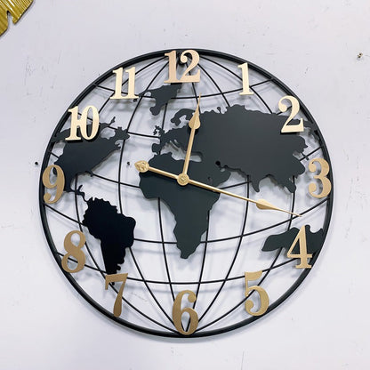 50CM Metal Universe  Wall Clock-Black and Golden(SA2405-212) Clock Apricot   